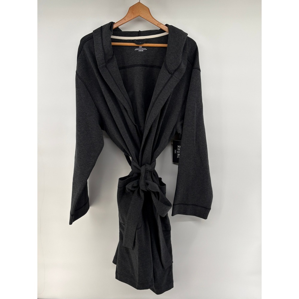 Rhone Men's‎ Black Heather Cotton Blend Heritage Midweight Hooded Robe S/M NWT